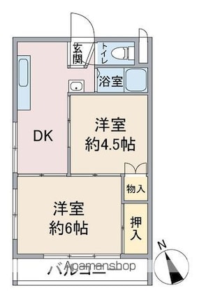 オリトハイツ[2DK/31.52m2]の間取図