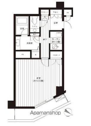ヒューリック浅草一丁目[1K/48.9m2]の間取図