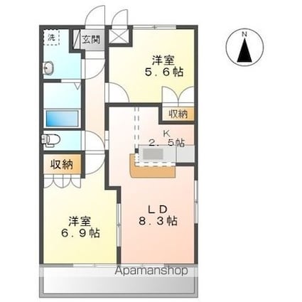ツイングランデ　Ⅱ[2LDK/54.49m2]の間取図