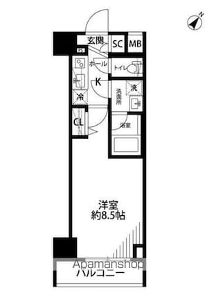 プレール・ドゥーク押上Ⅲ[1K/25.66m2]の間取図