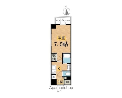 ジーヒルズ中町[1K/24.31m2]の間取図