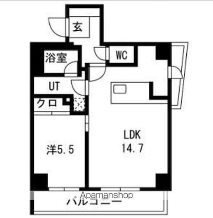東京都中野区南台２丁目[1LDK/46.47m2]の間取図