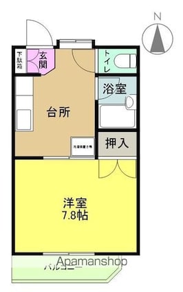 ファミールみによん[1DK/25.59m2]の間取図