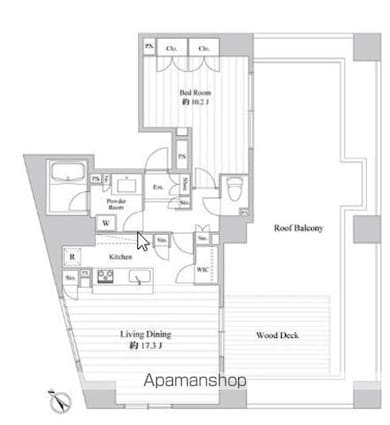 ドゥーエ向島Ⅱ[1LDK/41.62m2]の間取図