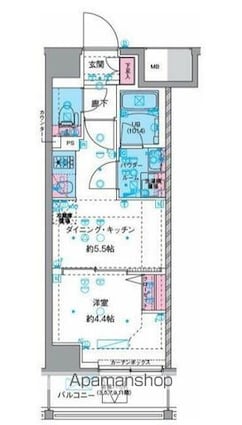 ＧＥＮＯＶＩＡ四ツ木[1DK/25.73m2]の間取図