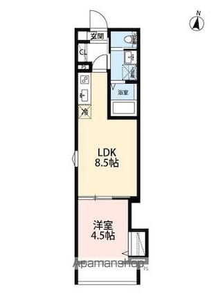 クロワッサン八柱[1LDK/30.48m2]の間取図