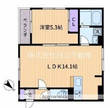 東京都世田谷区上祖師谷２丁目[1LDK/40.99m2]の間取図