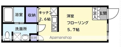 ｔｒｅｅ’ｓ[1K/22.35m2]の間取図