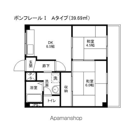滋賀県野洲市野洲[2K/36.69m2]の間取図