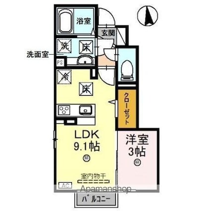 ｐｒｅｌｕｄｅ（プレリュード）[1LDK/30.73m2]の間取図