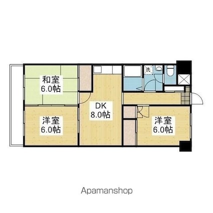 聖和ハイツ　中央棟[3DK/58.86m2]の間取図