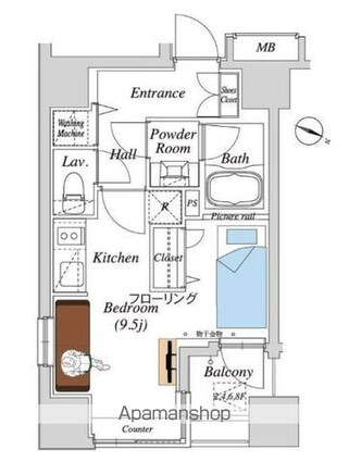 カーサスプレンディッド一番町[1R/27.82m2]の間取図