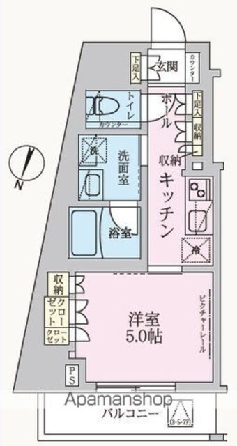 東京都杉並区方南２丁目[1K/26.26m2]の間取図