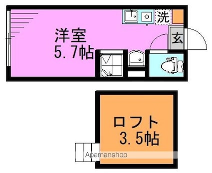 （仮称）若宮二丁目③[1R/12.1m2]の間取図