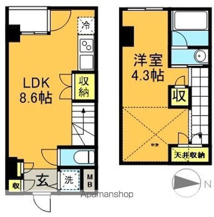 東京都杉並区永福４丁目[1LDK/35.38m2]の間取図