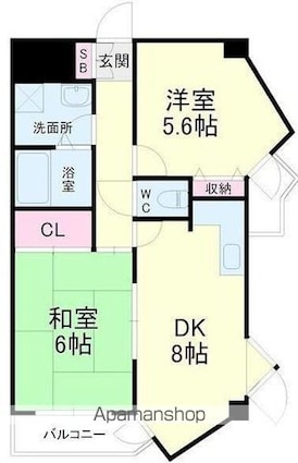ツインコート寺島[2DK/46.1m2]の間取図