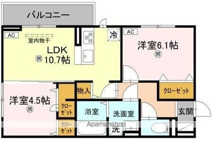 Ｇ　．Ｌ　Ｔａｋａｋａｉｃｈｏｕ（ジーエルプラスタカカイチョウ[2LDK/52.79m2]の間取図