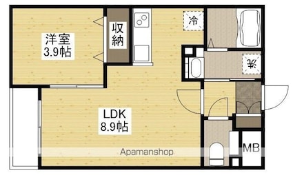 月光東福山駅前[1LDK/28.85m2]の間取図