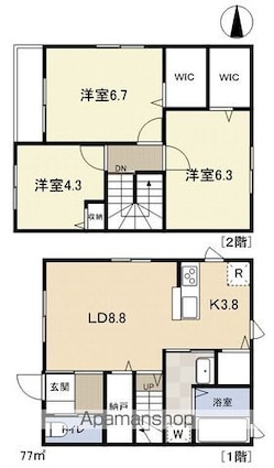 フリーデン[3LDK/77m2]の間取図