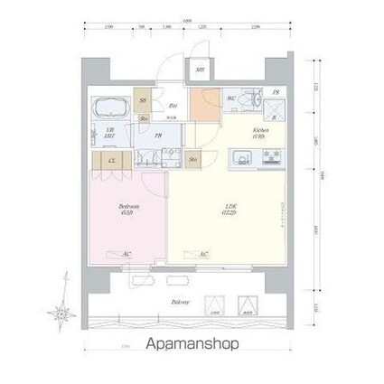 リーラ中野[1LDK/42.16m2]の間取図