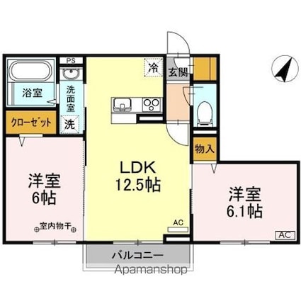 東京都福生市大字福生[2LDK/54.53m2]の間取図