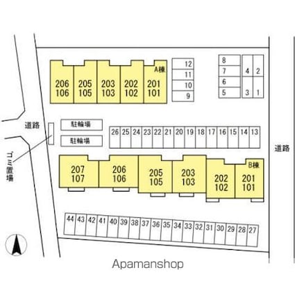 スペリアージュ　Ａ棟[1LDK/59.57m2]の配置図