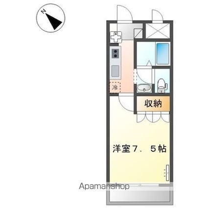 レイクデッキ☆ｙｓ[1K/24.75m2]の間取図