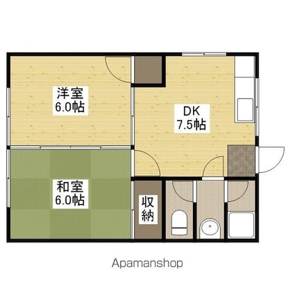 西本荘[2DK/39.74m2]の間取図