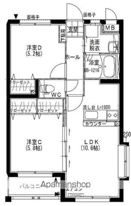 プランドールフジ[2LDK/51.92m2]の間取図