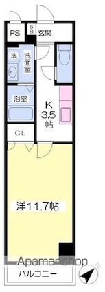 フィオーレ・ヒデ[1K/35.02m2]の間取図