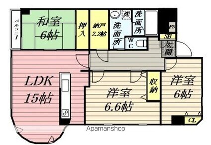 スカイコート上杉[3SLDK/88.25m2]の間取図