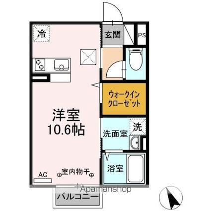 カーサ　シエロ[1R/29.26m2]の間取図