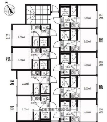 ディアマンテ中野[1R/9m2]の間取図