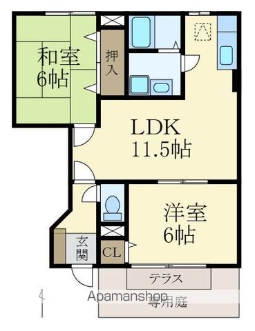 【和歌山市塩屋のハイツの間取り】