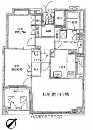 グランドメゾン幟町[2LDK/64.8m2]の間取図