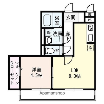 カームコトブキ[1LDK/37.06m2]の間取図