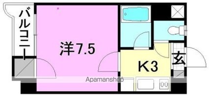 第３パールハイツ[1K/22.2m2]の間取図