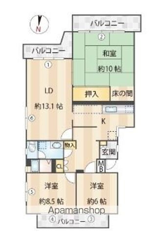 福岡市中央区六本松のマンションの間取り