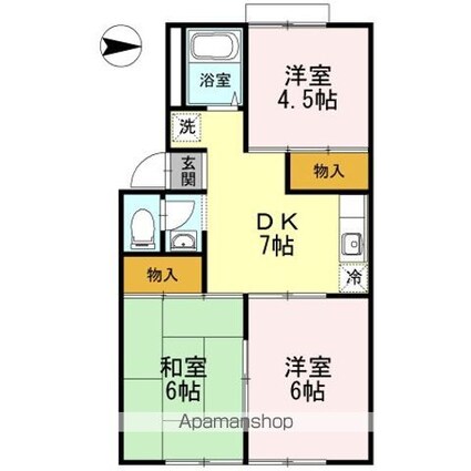 コーポハピネス　Ｂ棟[3DK/46.24m2]の間取図