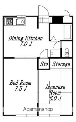 クレストパレス参番館[2DK/39.74m2]の間取図