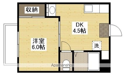 フローレンス１番館[1DK/19.44m2]の間取図
