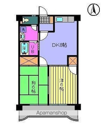 サニーフラット久米[2DK/43.74m2]の間取図