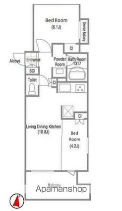 クレストコート吾妻橋レジデンス[2LDK/46.23m2]の間取図