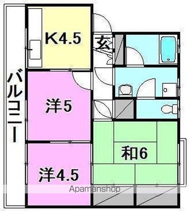コーポ谷町[3K/45.37m2]の間取図