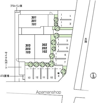 岡山県岡山市北区富田[2LDK/65.09m2]の配置図