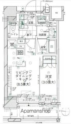 ブランズ文京本郷一丁目[1LDK/31m2]の間取図