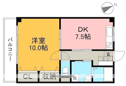 ベルメール[1DK/41.32m2]の間取図