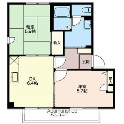 長野県千曲市大字屋代[2DK/42.8m2]の間取図