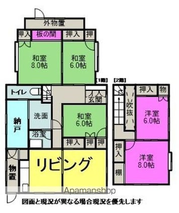 朝日村西洗馬貸家[5LDK/119.27m2]の間取図