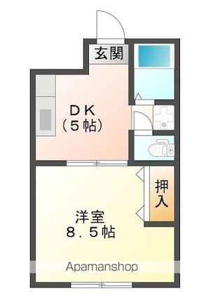 オリーブコート西深津[1DK/28.56m2]の間取図